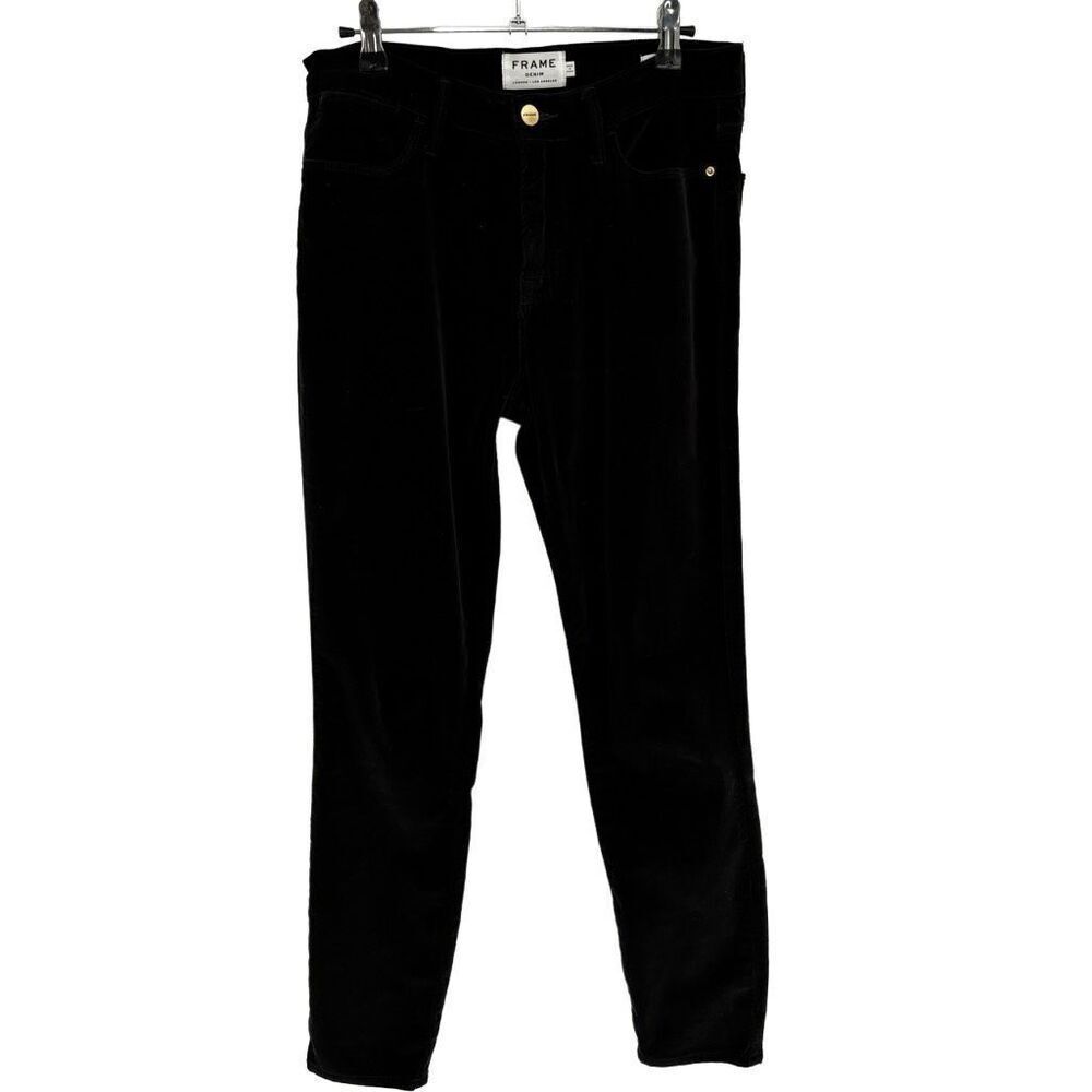 Frame‎ Le High Velvet Skinny Jeans in Film Noir Black Size 27